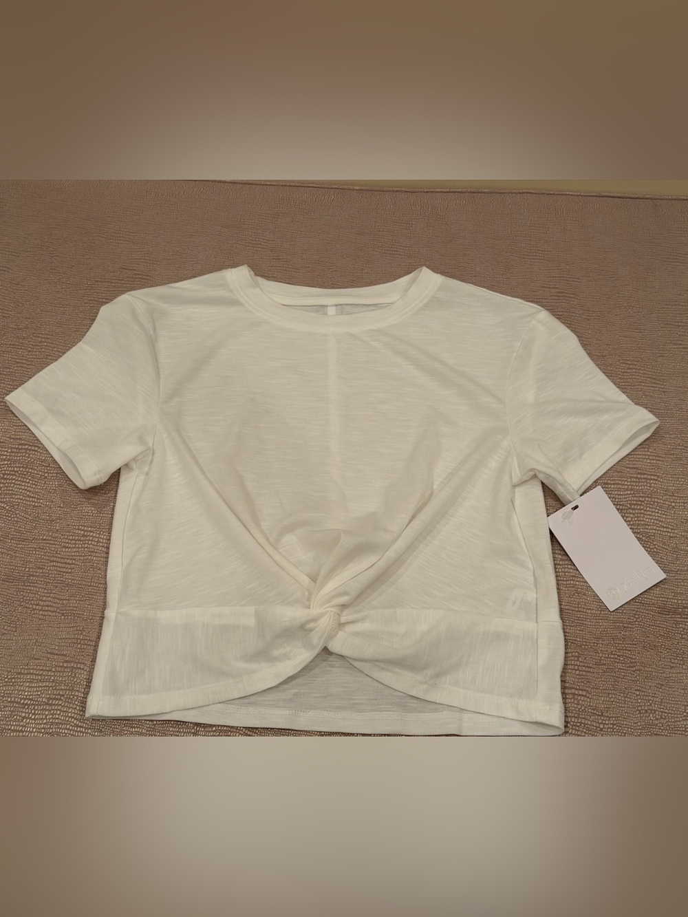 Zella White Girl’s  Twist-Knot Short Sleeve Tee